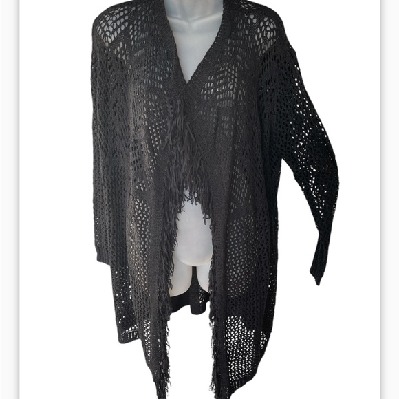 2X open knit longer cardigan  black sweater Davi & Dani NWT plus size 2X - Picture 1 of 12